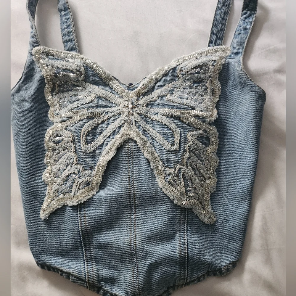 NEW PatBO Camila Coelho Denim Top - Picture 8 of 14